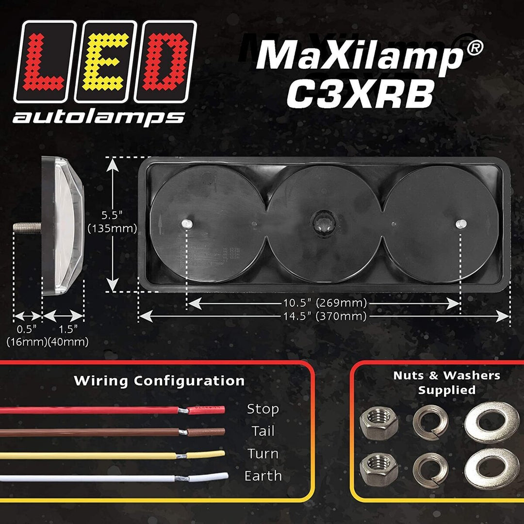 MAXILAMP 3 SERIES LED COMBINATION TAIL LIGHTS (PAIR) STOP / TAIL / INDICATOR / REVERSE