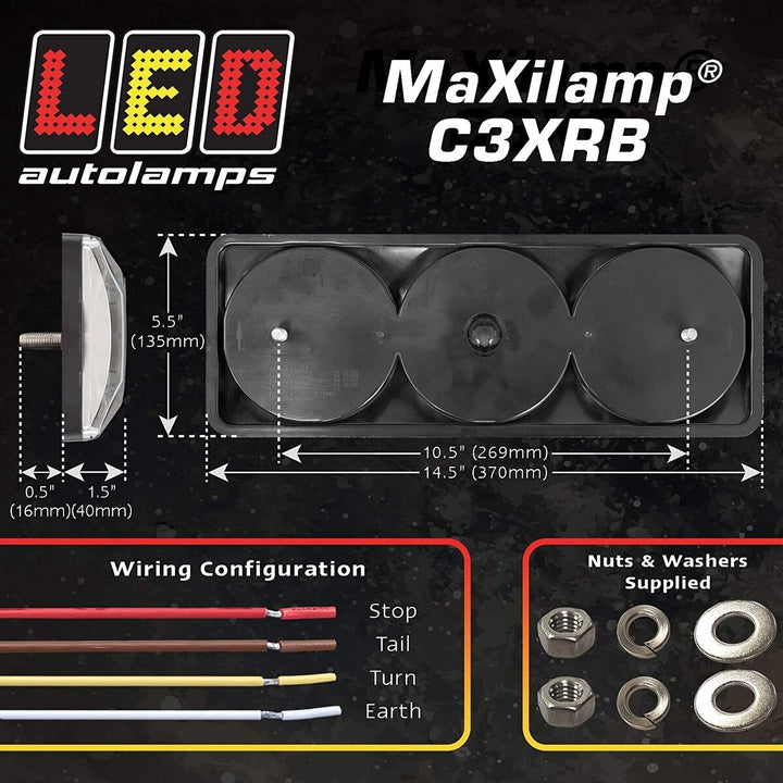 MAXILAMP 3 SERIES LED COMBINATION TAIL LIGHTS (PAIR) STOP / TAIL / INDICATOR / REVERSE