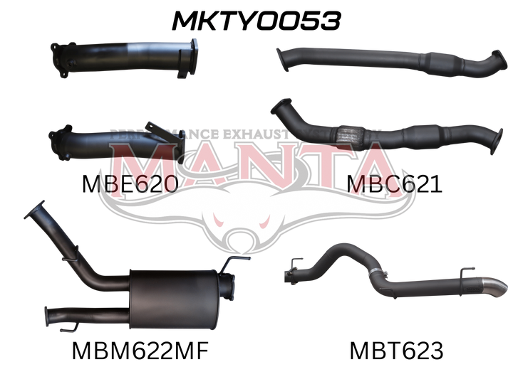 Toyota Landcruiser 200 Series,  VDJ200 Manta 3in Dual With Cat & Muffler, 4in Exit