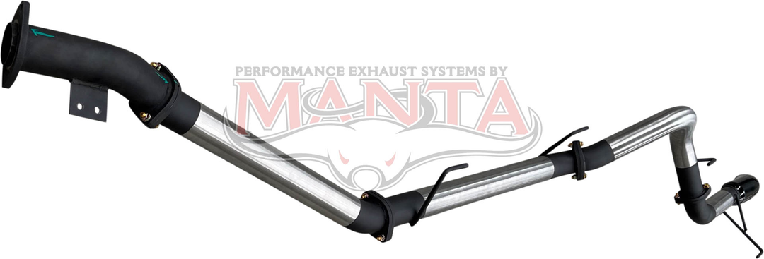 MANTA TOYOTA LANDCRUISER 300 SERIES V6 3IN DPF BACK WITHOUT MUFFLERS, BLACK 4IN TIP
